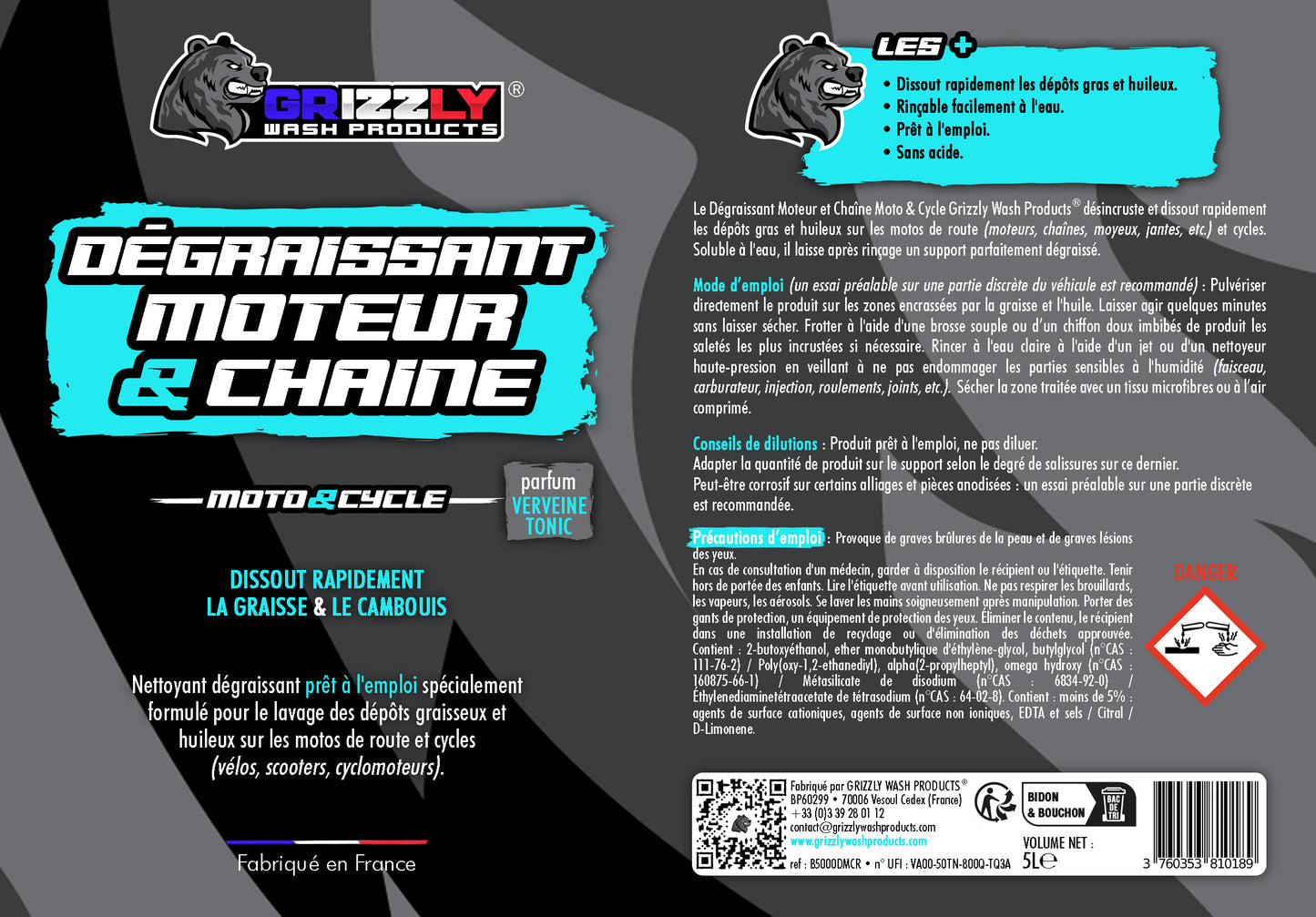 Dégraissant Moteur et Chaîne MOTO & CYCLE - Bidon 5 Litres éco-recharge