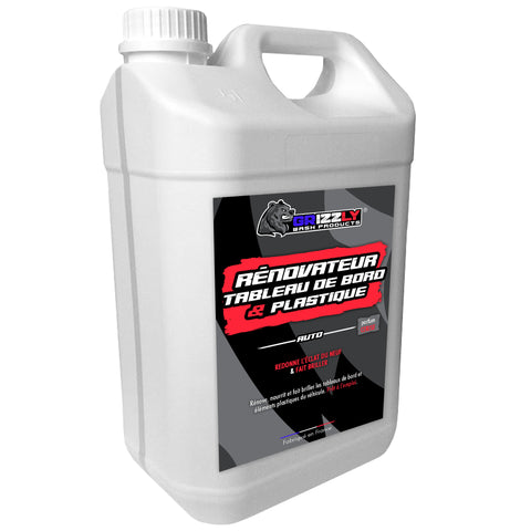 Le Rénovateur Tableau de Bord et Plastique Grizzly Wash Products® ravive et fait briller durablement les éléments plastiques de votre véhicule.  Grâce à sa formule à base d'huile végétale et sans silicone, il embellit et entretient durablement l'esthétique de votre véhicule sans rendre les surfaces glissantes.  Le Rénovateur Tableau de Bord et Plastique préserve également les parties en caoutchouc du vieillissement et des fissures.